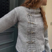Handmade Airplane-button Cardigan Sweater for Warmth Casual and Slim-fit