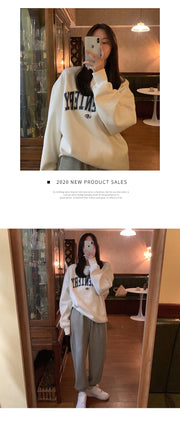 Chic 3D Letter Print Casual Loose Pullover Sweatshirt
