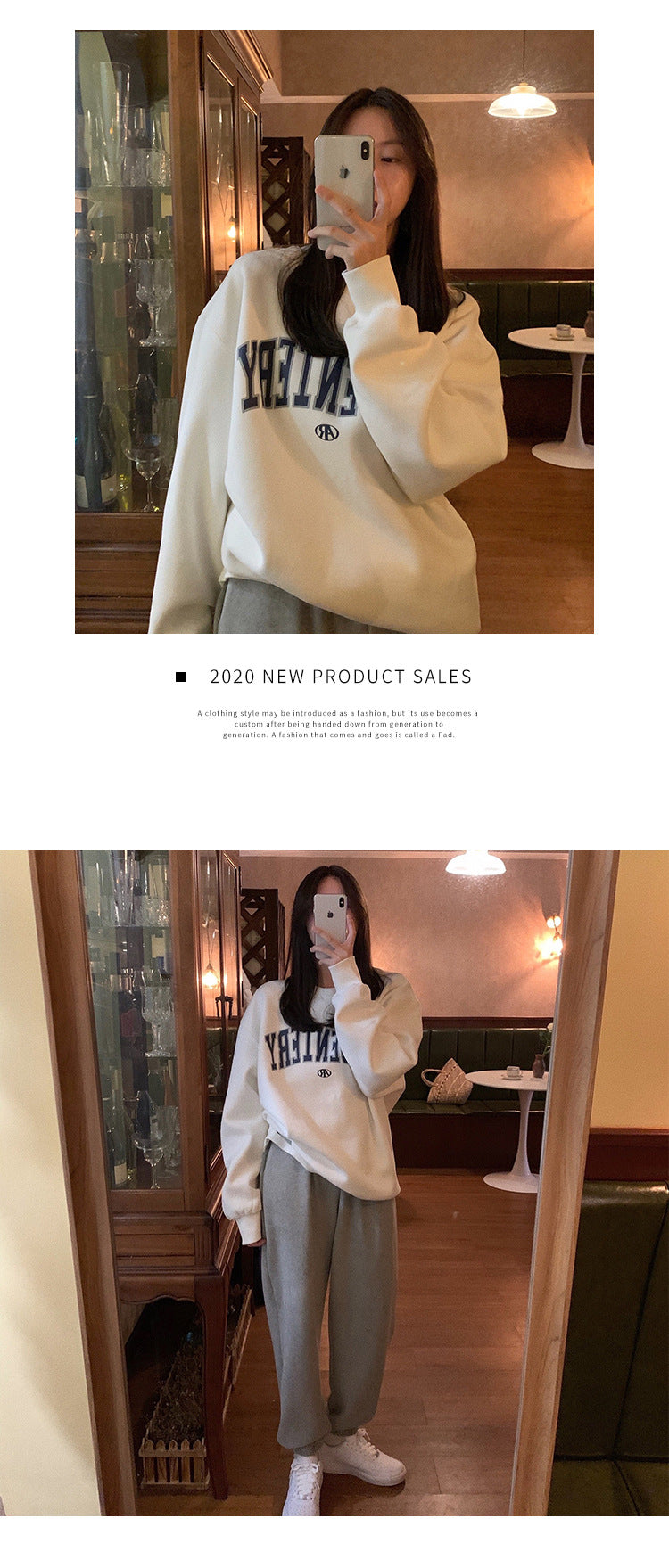 Chic 3D Letter Print Casual Loose Pullover Sweatshirt