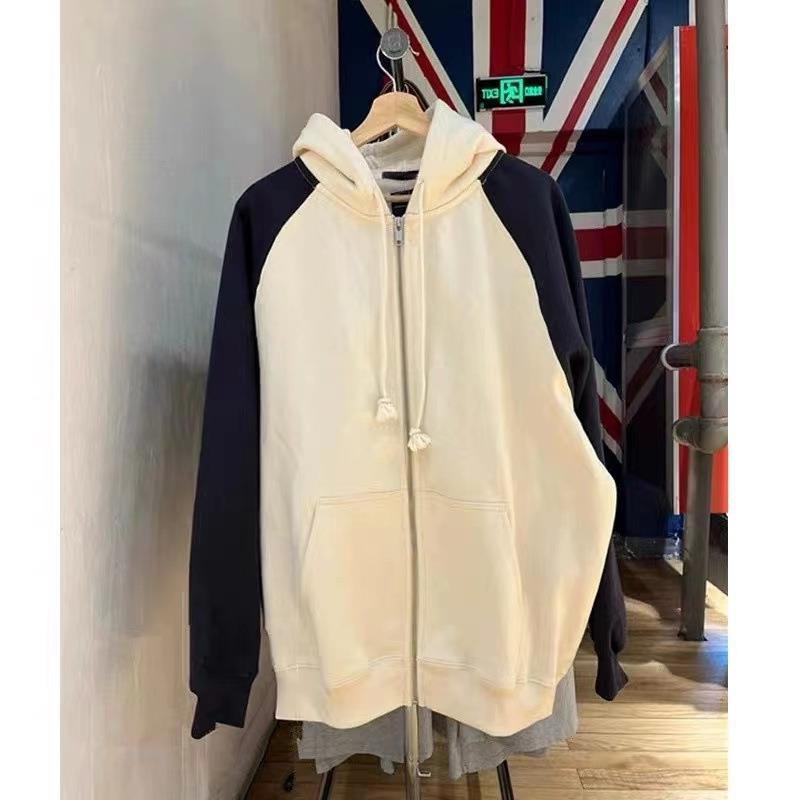 Cozy Colorblock Raglan Zip Hoodie Cardigan