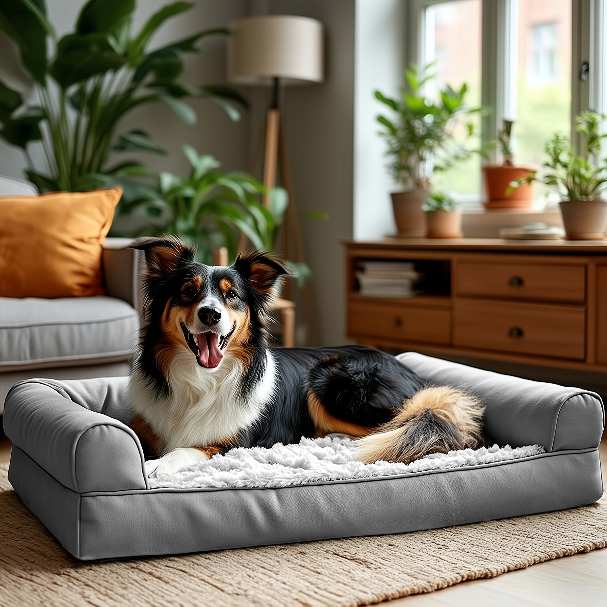 Luxury C-shape Dog Bed For Extra Large Dogs - High-quality Memory Foam, Non-slip Egg-crate Support, Washable Cover, Joint Relief, Durable Velvet Couch Bed