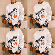 Women's Halloween Skull & Pumpkin Print Casual Sweater