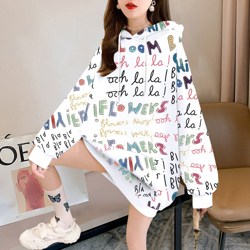 Women's Mid-Length Hooded Sweatshirt