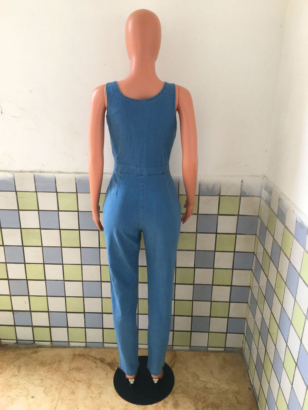 High Elastic Overalls Denim Jumpsuit