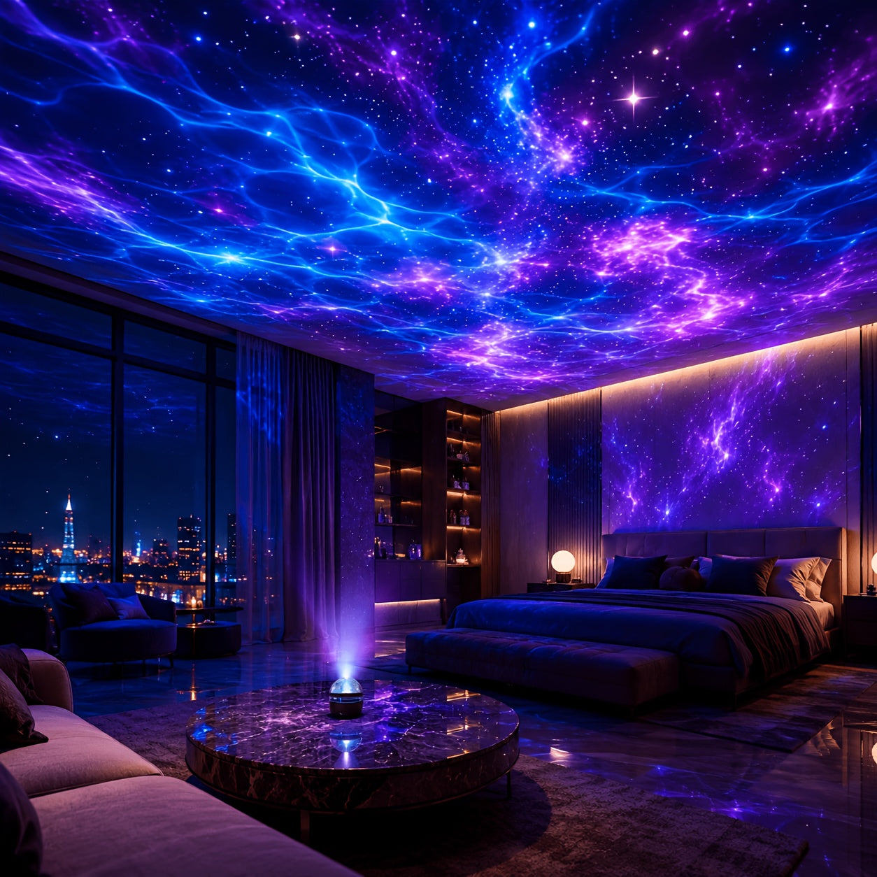 Aurora RGB LED Northern Lights Projector with Remote, USB‑Powered Dimmable Starry Night Lamp