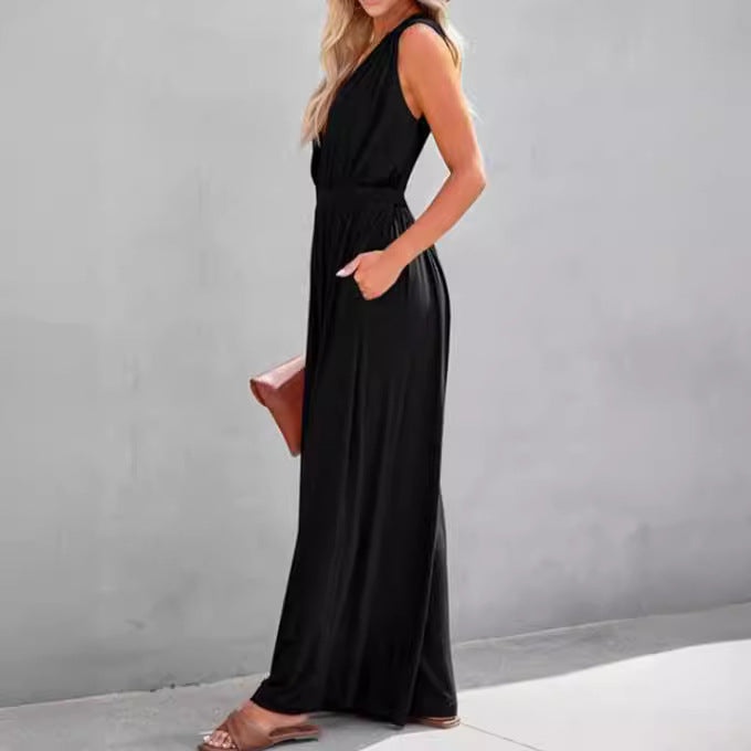 Elegant V-Neck Sleeveless Formal & Casual Women's Jumpsuit