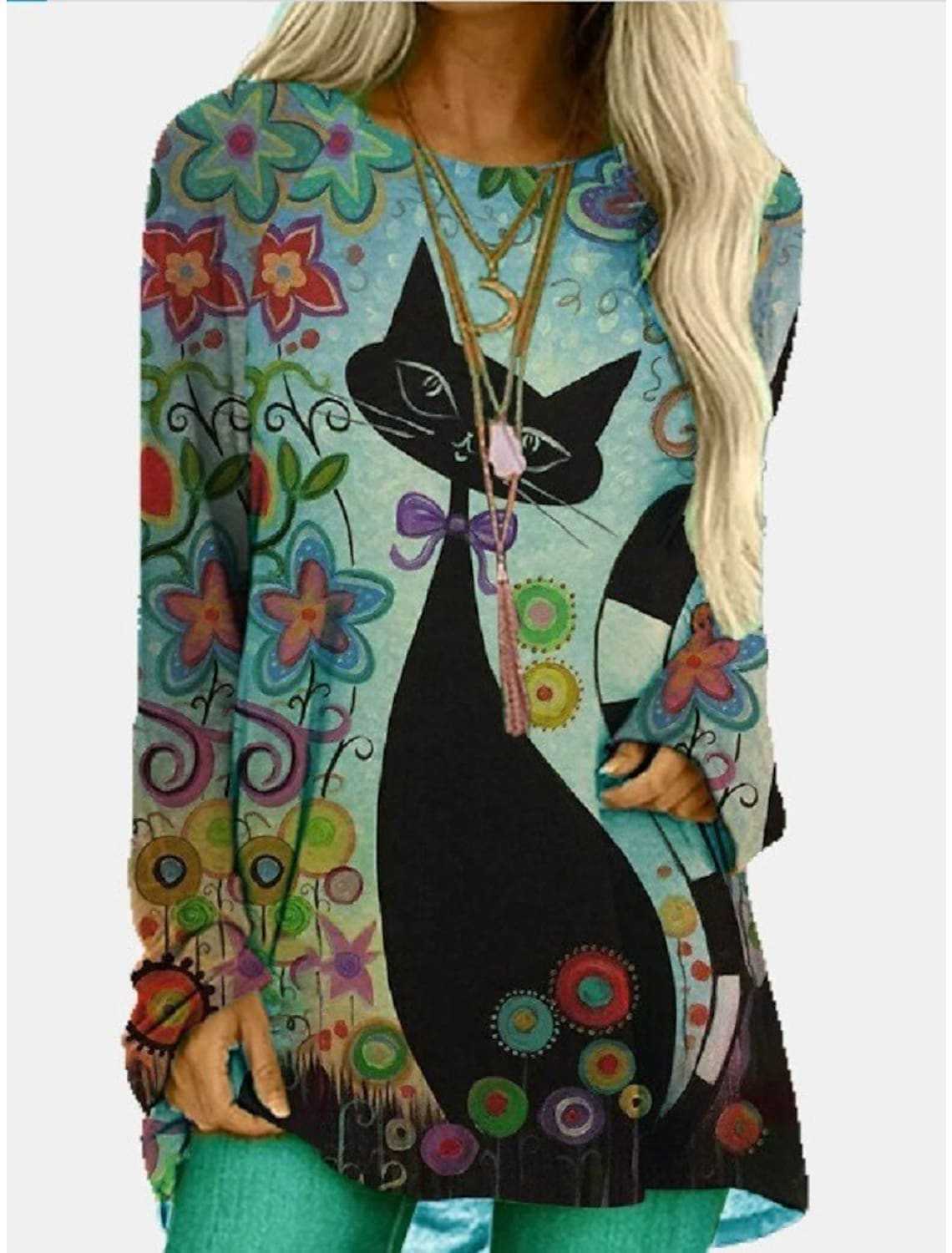 Long T-shirt Dress Retro Ethnic Style