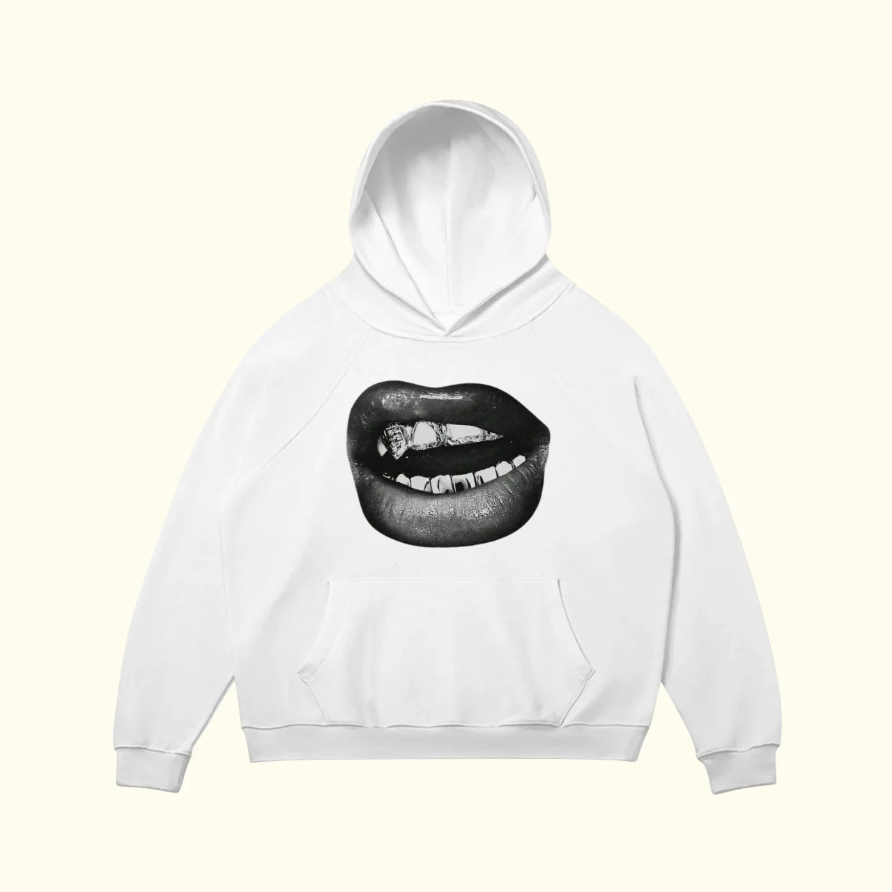 Retro Casual Hoodie for Women - Cozy Lip Print Design