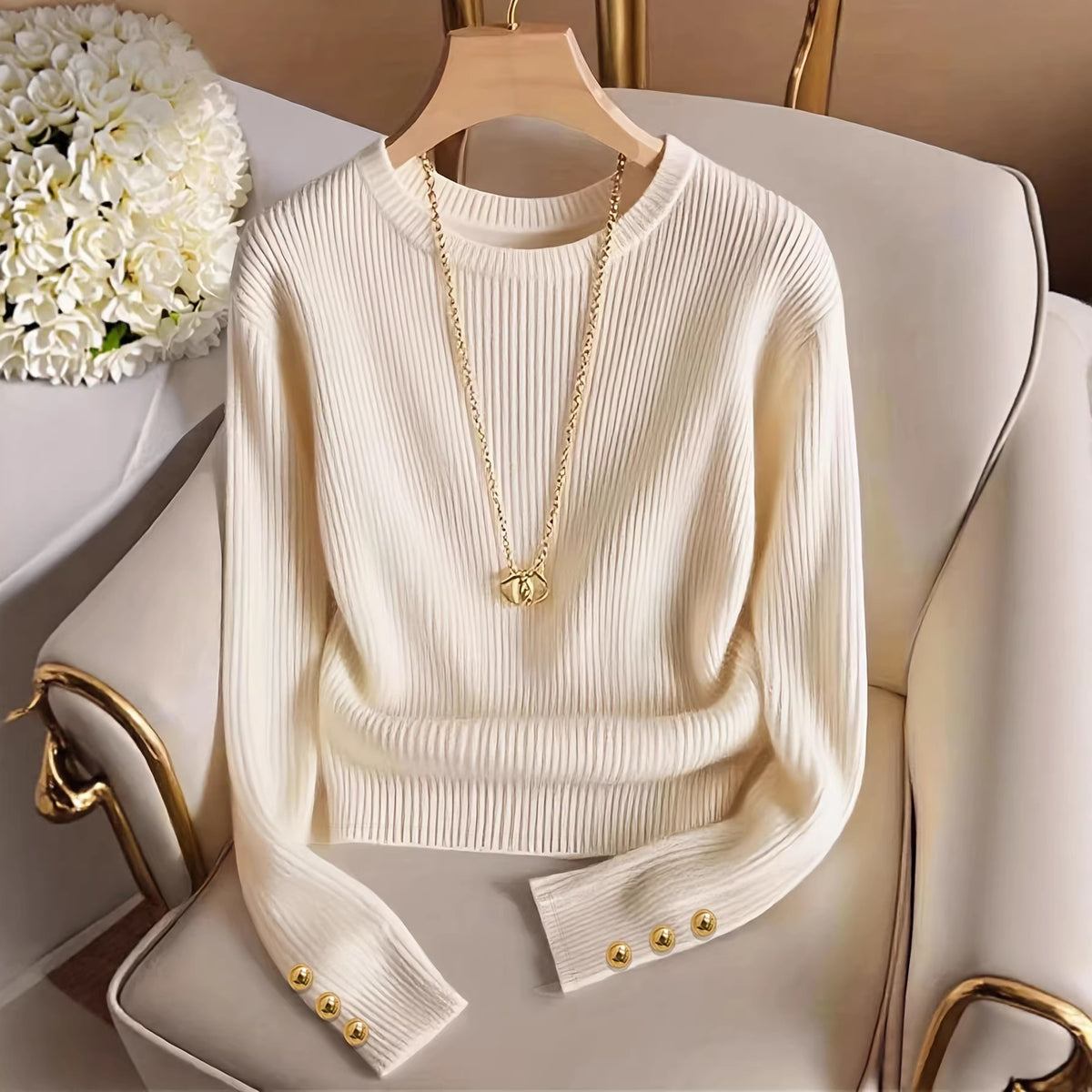 European and American Knitted Long-sleeved