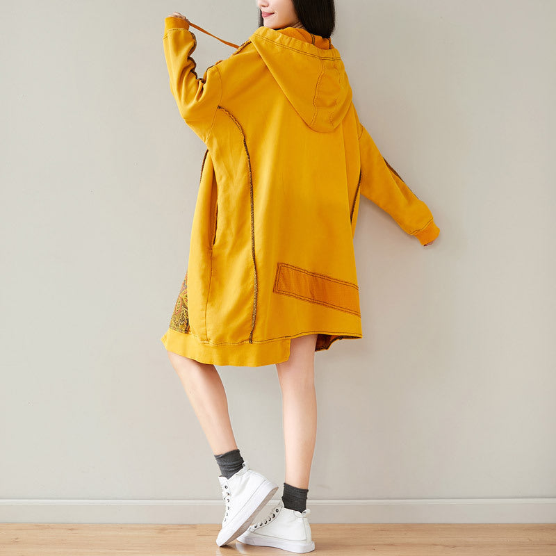 Women's Retro Hooded Batwing Sweater Dress