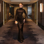 Womens Summer New Half-neck Long-sleeve Dress