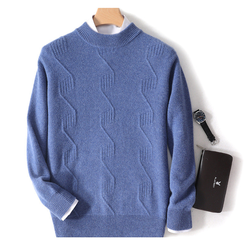 Autumn and Winter Men's Half Turtleneck Thick Sweater Loose Long Sleeve Warm