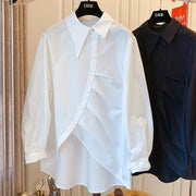 Springautumn New Design Oversized Asymmetrical Womens Shirt