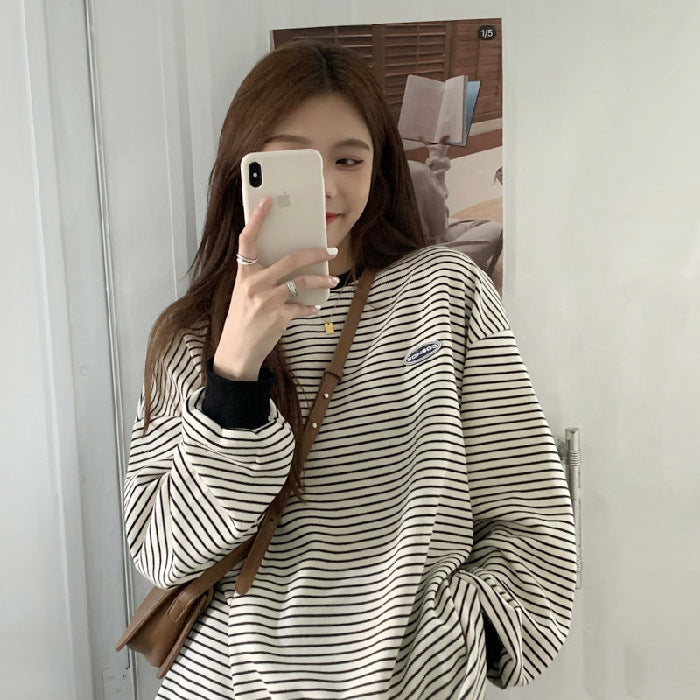 Striped Oversized Long-Sleeve Pullover Sweater