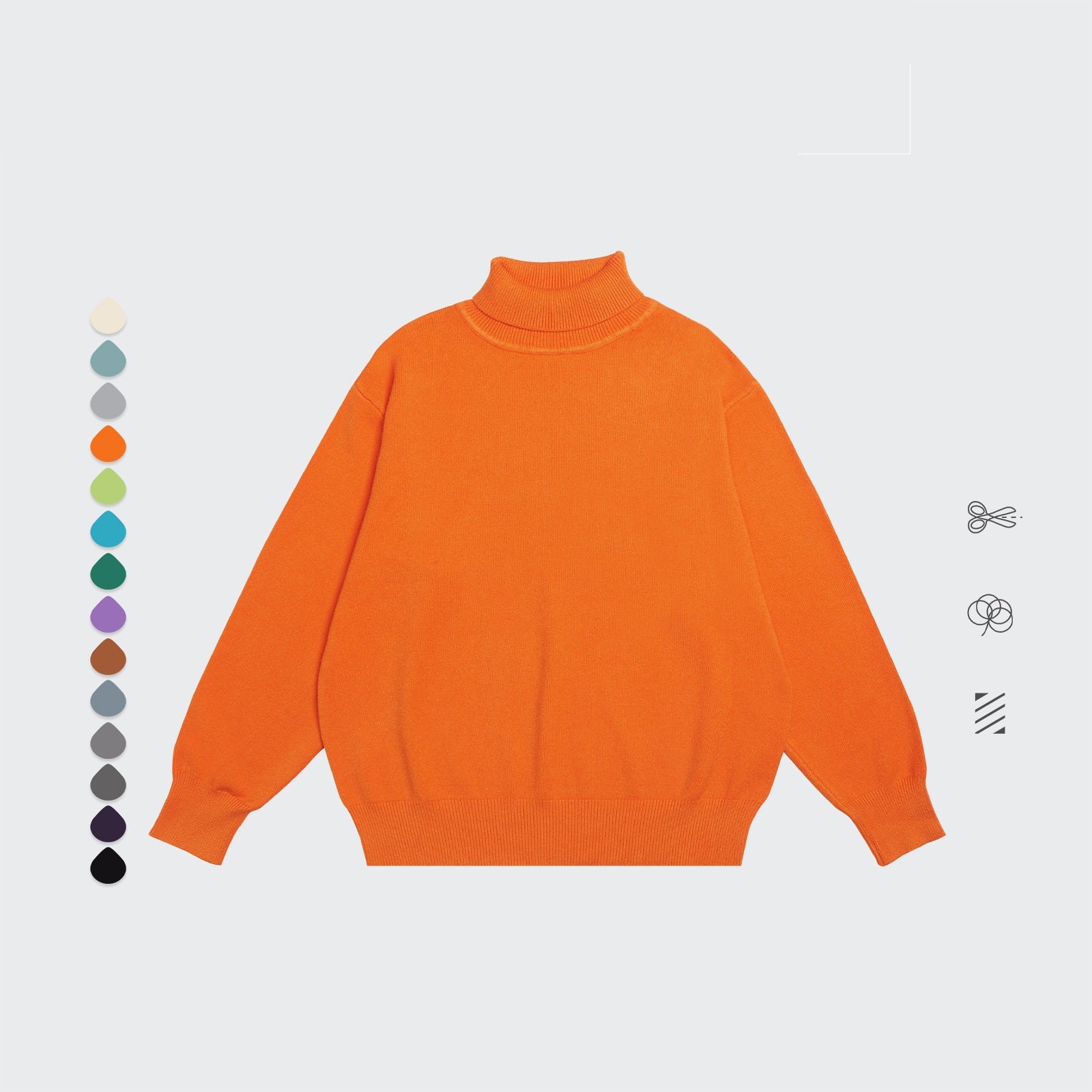 Core Spun Loose High Neck Sweater Solid Color Knitwear