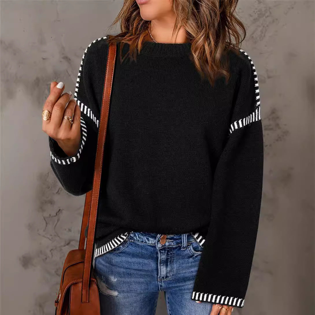 Women's Cozy Loose Long Sleeve Round Neck Pullover Sweater