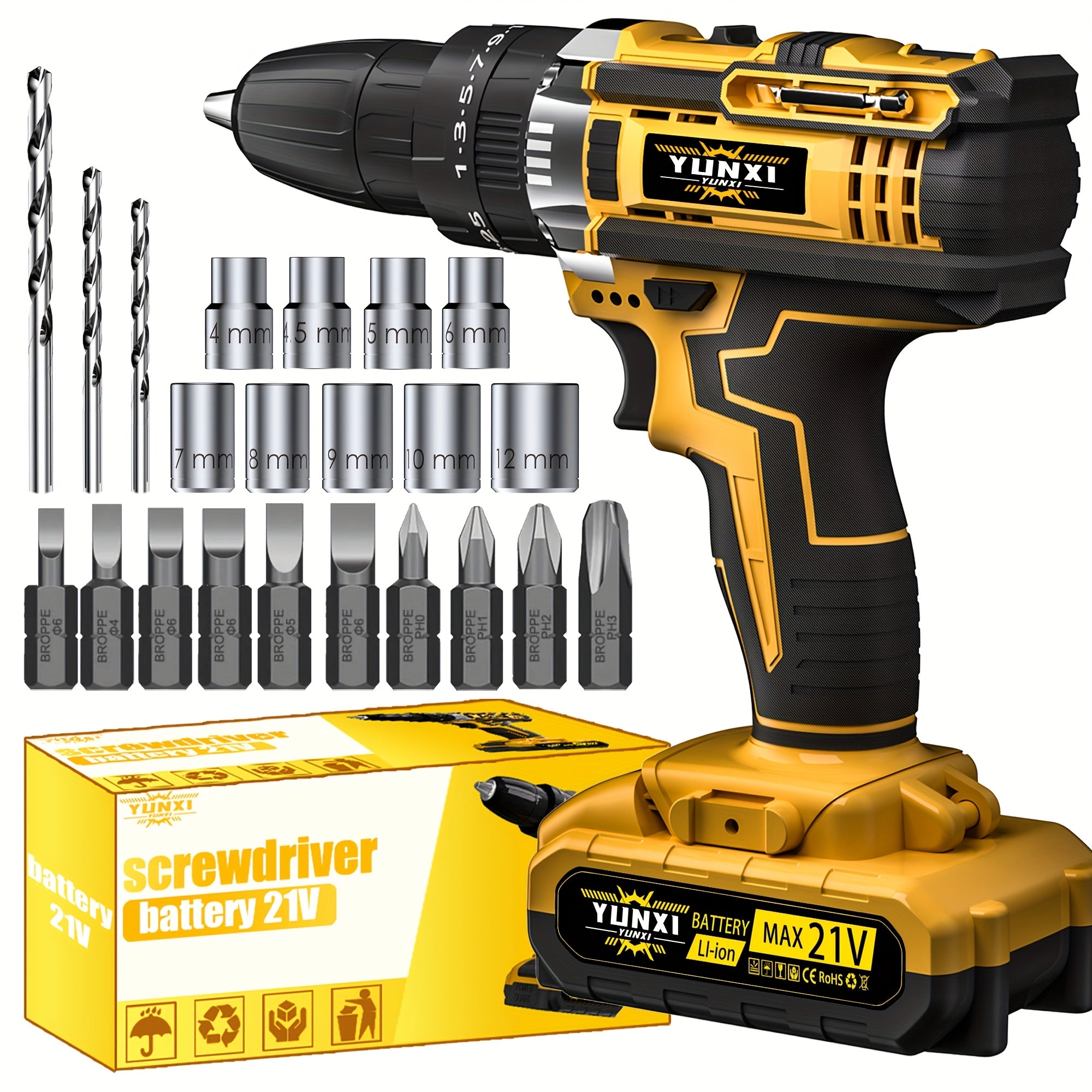 Wireless Lithium Ion Drill Bit Set with Battery & Fast Charger | Impact Pistol Drill Bit, Electric Screwdriver Function, Speed & Torque Control - Home Repair, Fast Charging | Perfect Gift