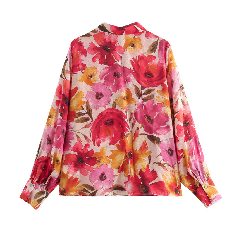 Fashion Street Hipster Lapel Flower Print Shirt