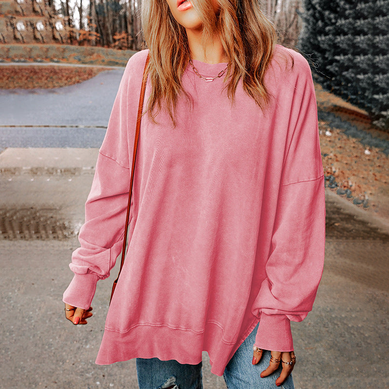 Women's Solid Loose Pullover Sweatshirt
