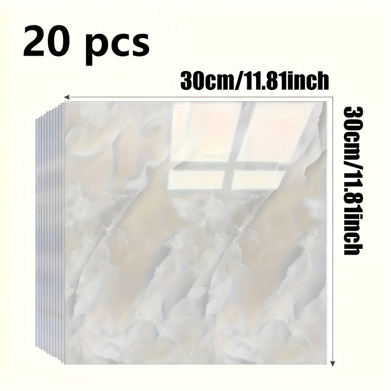 20/40/60/80/100pcs Glossy Marble Pattern Imitation Ceramic Tiles Self-Adhesive Wall Stickers, Peel and Stick, Waterproof for Living Room Kitchen Backsplash Bathroom Home Wall Stickers, Not Suitable…