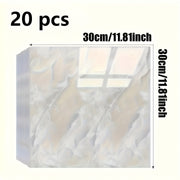 20/40/60pcs Glossy Marble Pattern Imitation Ceramic Tile Self-Adhesive Wall Stickers, Peel and Stick, Waterproof for Living Room Kitchen Backsplash Bathroom Home Wall Decals, Not Suitable for High…