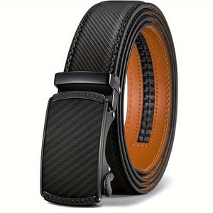Men' S Second Layer Cowhide, Slide Ratchet Belt - Automatic Buckle, & Brown Two-Tone Design, Durable & Stylish for Dress Pants, Shirts, And Formal Wear - Perfect Father'S Day Gift, Formal Accessory...
