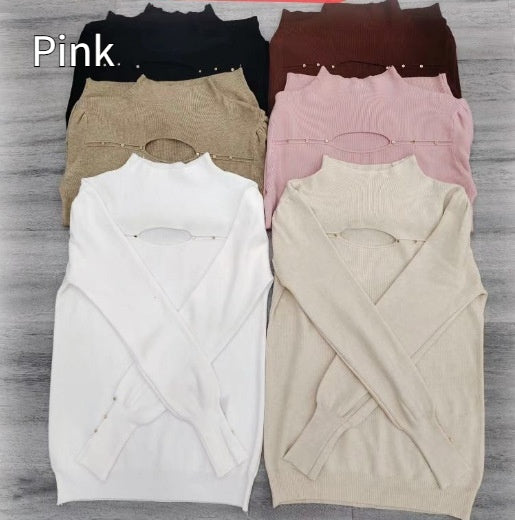 New Design Sense Niche Knitted Inner Match Bottoming Shirt Hollow-out Top for Women