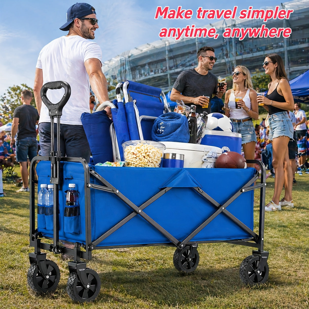 Heavy Duty Folding Utility Cart, All‑Terrain, 220 lb / 450 lb / 680 lb Capacity, Black