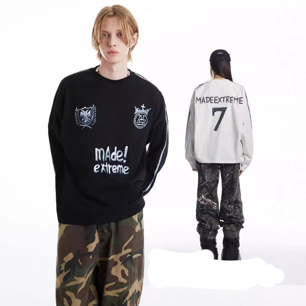 Vintage Hand-Painted Oversized Soccer Jersey Hoodie