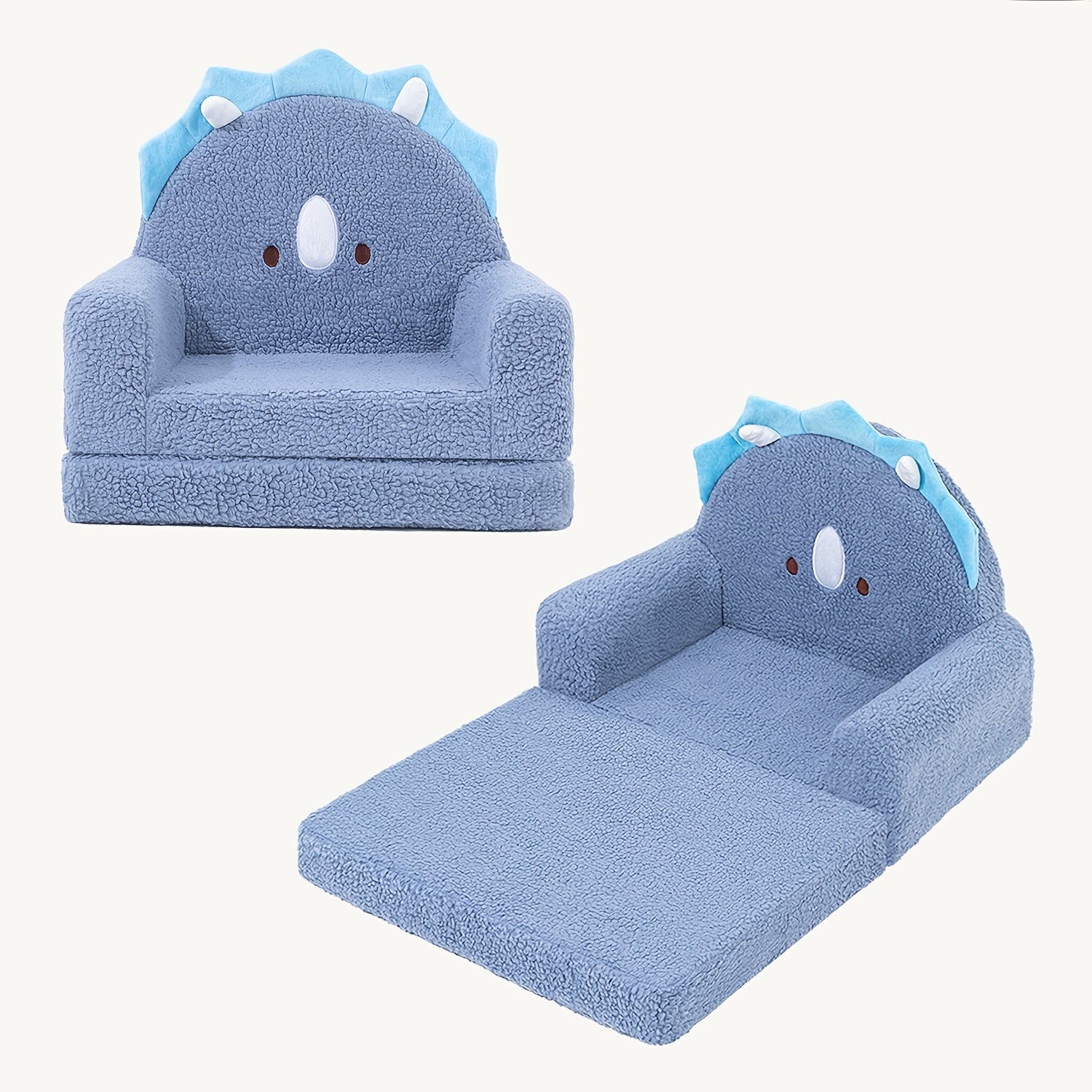 [2-in-1 Convertible Sofa] Kids Sofa 2-in-1 Convertible Kids Couch Fold Out Lounger Soft Sherpa Kids Chair High-Density Foam Sofa Cute Brown Bear Playroom Nursery Furniture for Boys Girls Room Decor