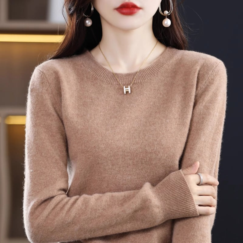 Round Neck Pure Wool Women's Sweater Loose Autumn and Winter