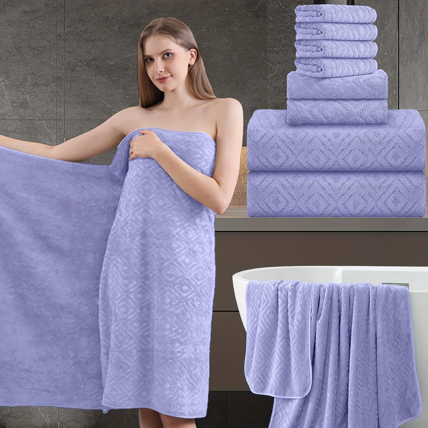 8pcs Extra Large Bath Towel, Ultra-Soft Thick Bath Towel Highly Absorbent Quick Dry Towel 700GSM Includes 2 Oversized Bath Towels & 2 Hand Towels & 4 Towels for Bathroom Hotels Gym, Wash Cloths