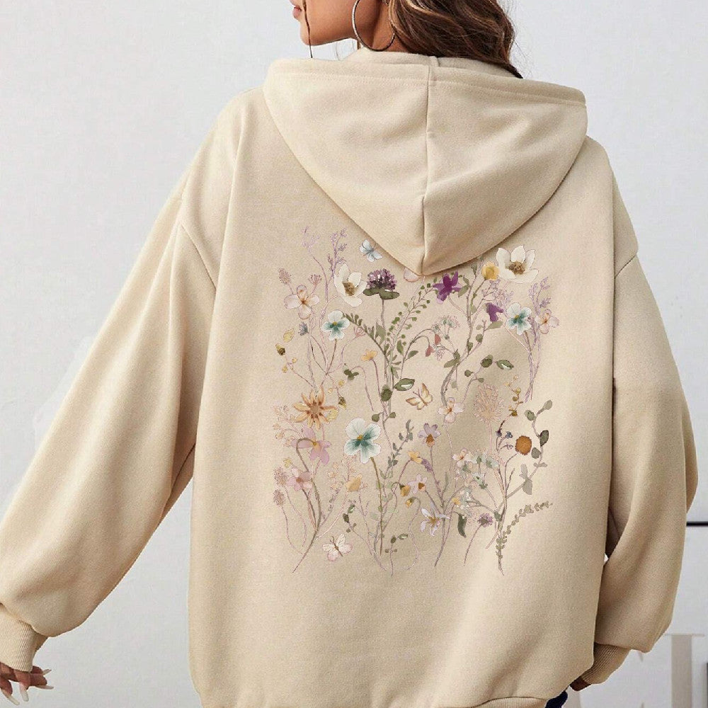 Women's Floral Letter Graphic Pullover Hoodie