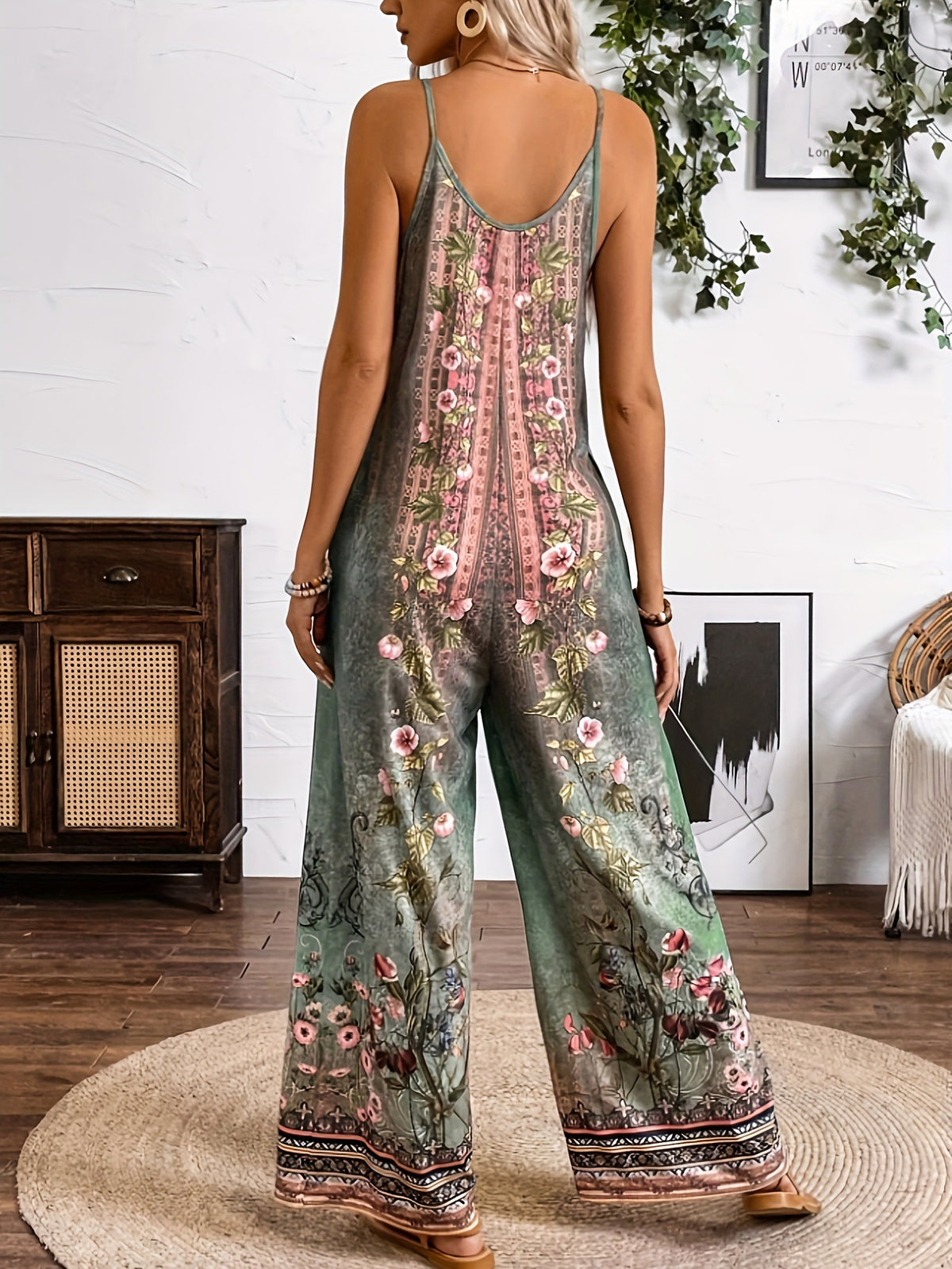 Boho Tribal Print Long Sleeve Jumpsuit