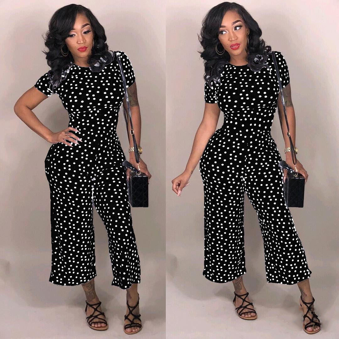 Chic Polka-Dot Wide-Leg Jumpsuit for Women