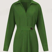 Elegant Long-sleeve Commuter Dress for Spring and Summer