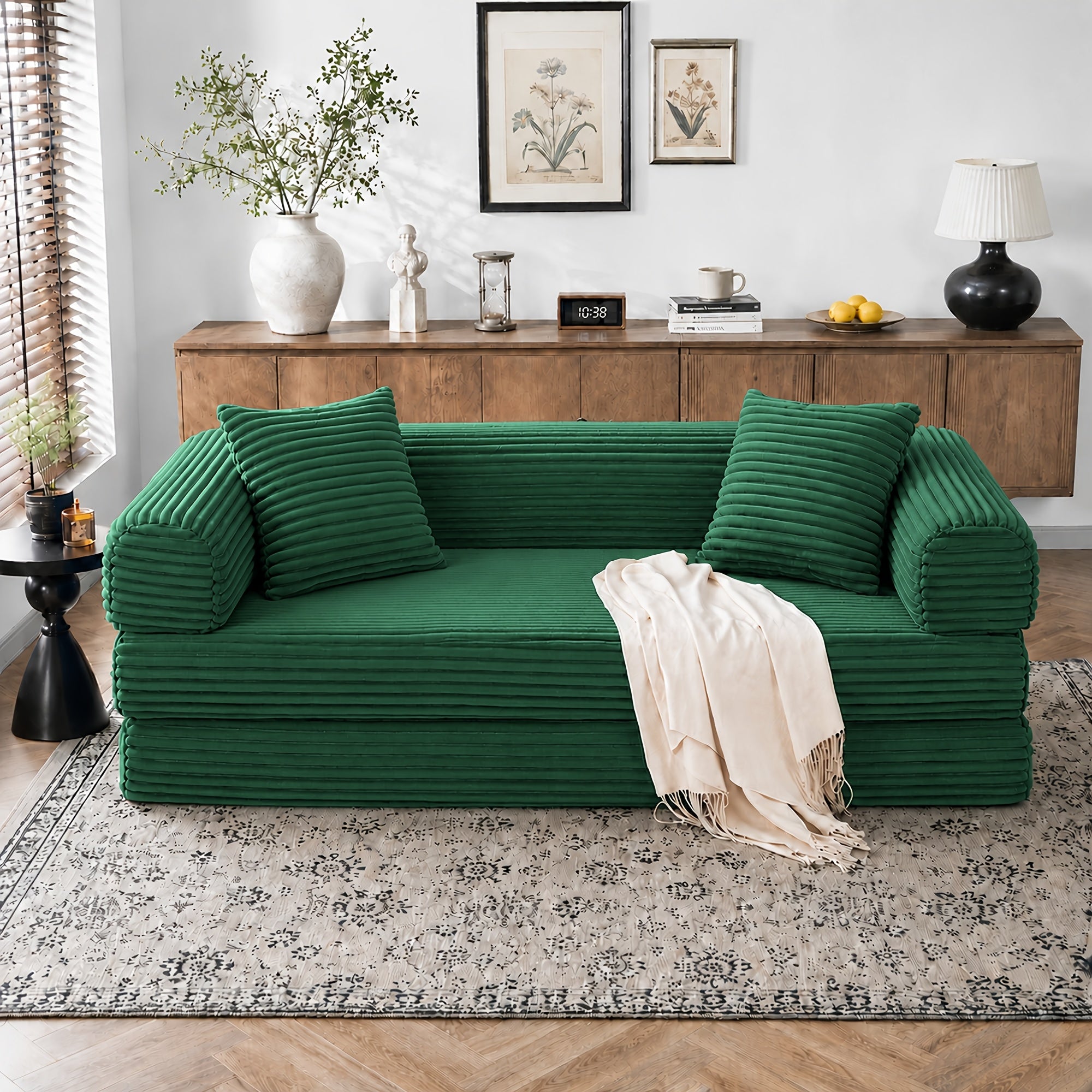 Left chaise L-shaped sectional sofa with memory foam cushions and corduroy upholstery