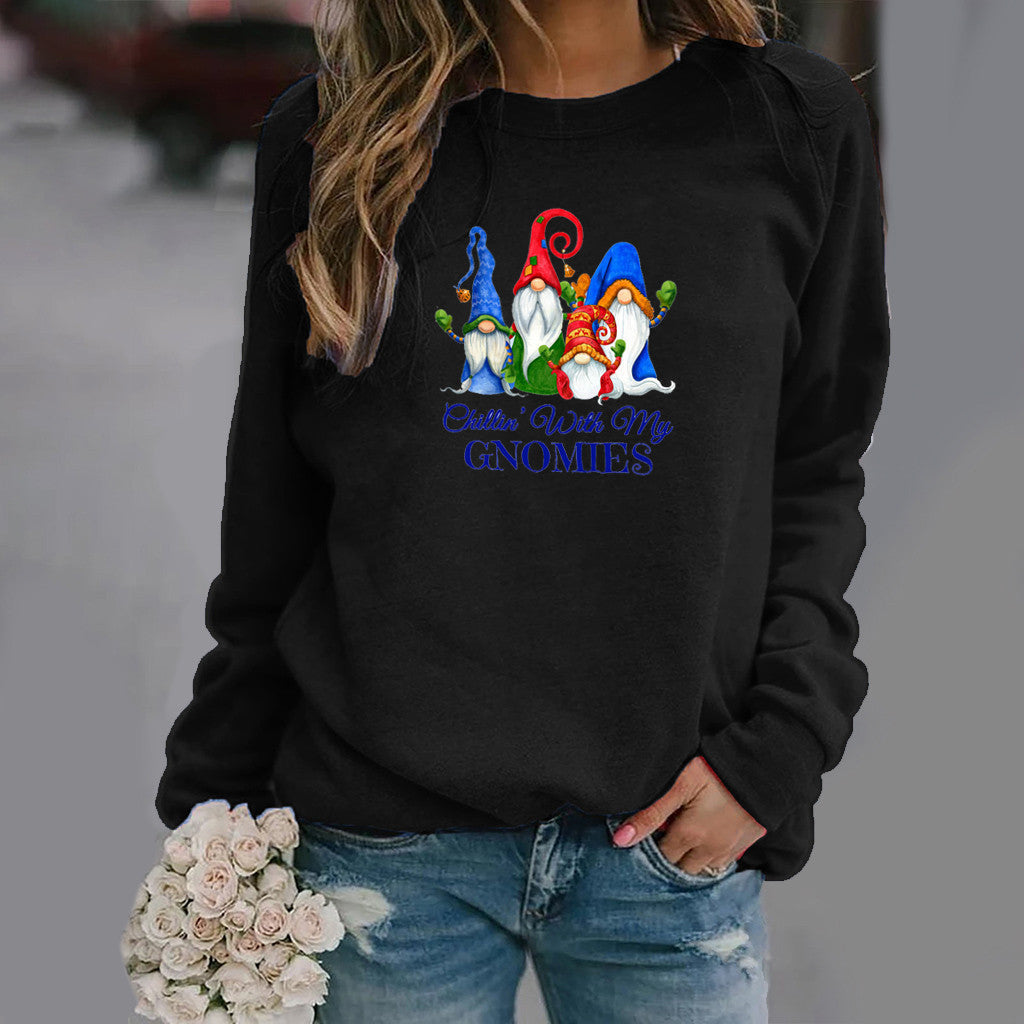 Chic Holiday Print Slim Fit Round Neck Long Sleeve Sweater