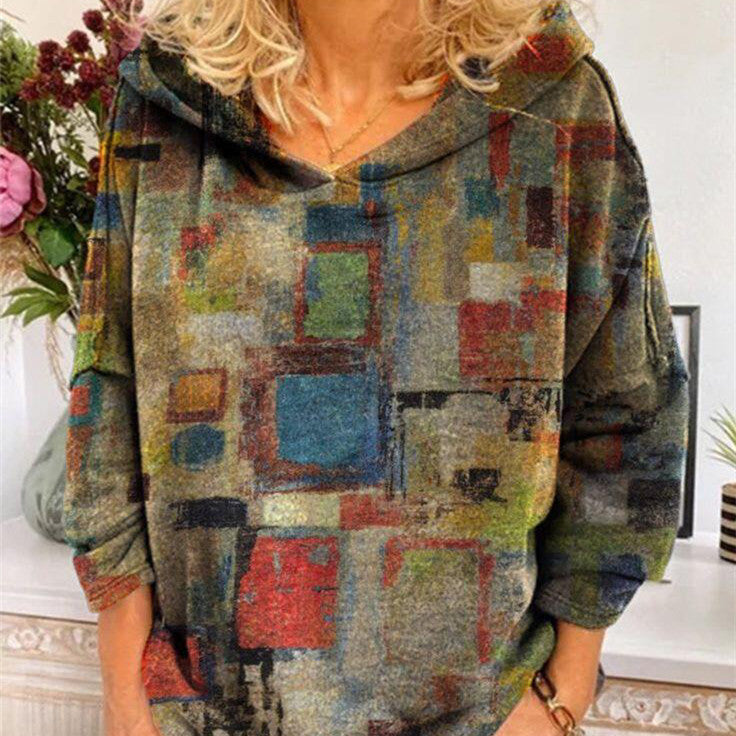 Women's Printed Fleece Hooded Sweatshirt
