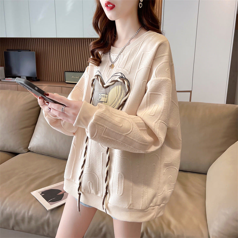Korean Style Chic Hooded Jacquard Sweater for Women