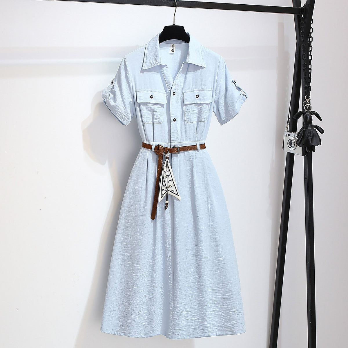 Summer New Waist-cinching A-line Shirt Dress