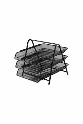 Black metal document rack for 3 folders or notebooks