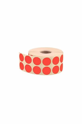 Orange self-adhesive dot labels, 20mm diameter, 2500pcs