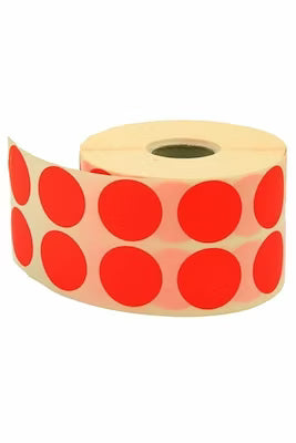Red Dot Labels 25 mm Diameter - 2500 Labels per Roll