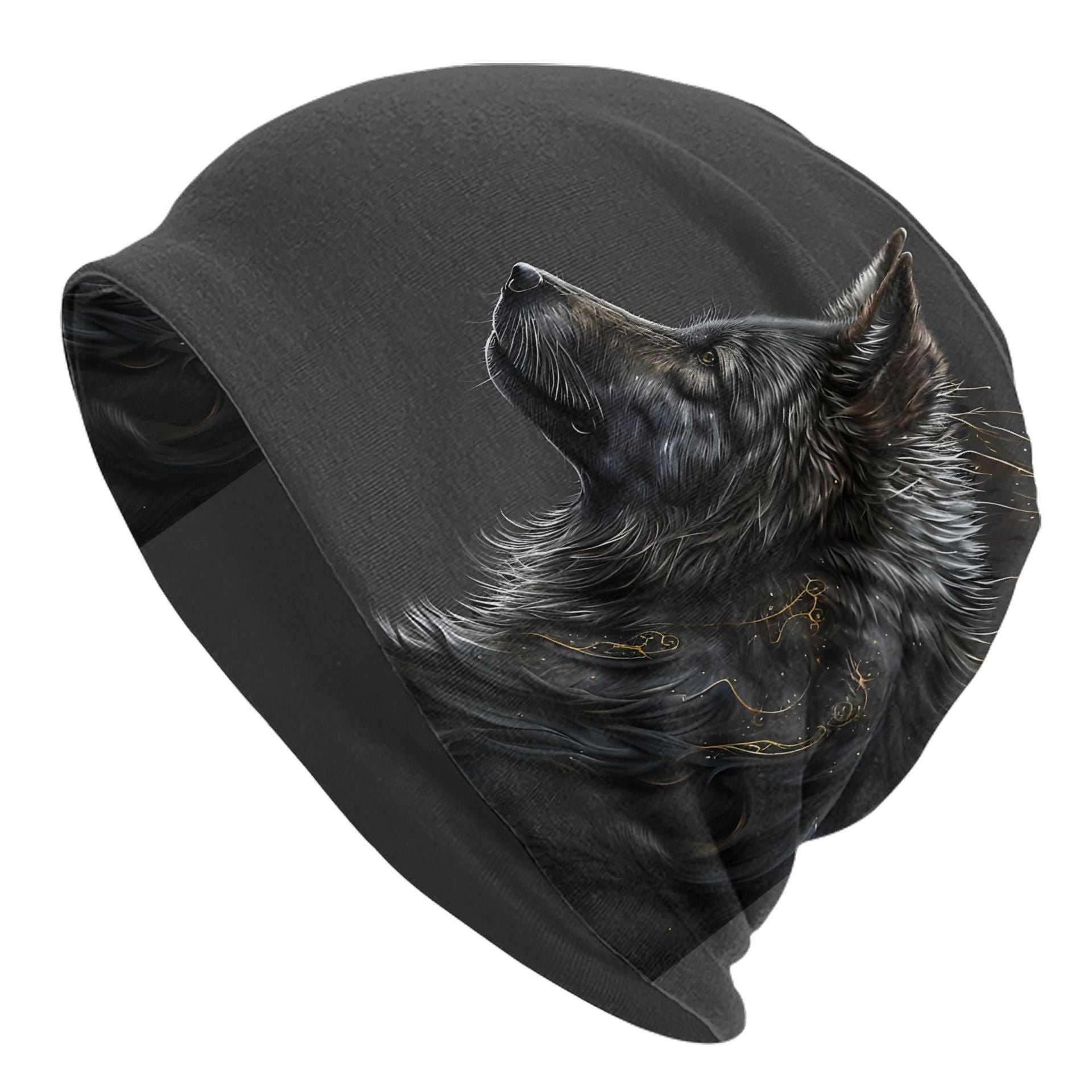 Wolf-Print Postpartum Beanie for Comfort
