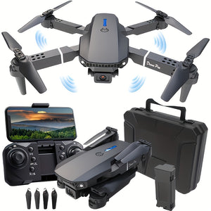 E88 Drone with Camera E88 Drone with Camera, Foldable RC Drone with APP Control & 2 Batteries, Real-time Video Remote Control Quadcopter, Indoor/Outdoor Drone Aircraft, Birthday & Christmas Easter ...