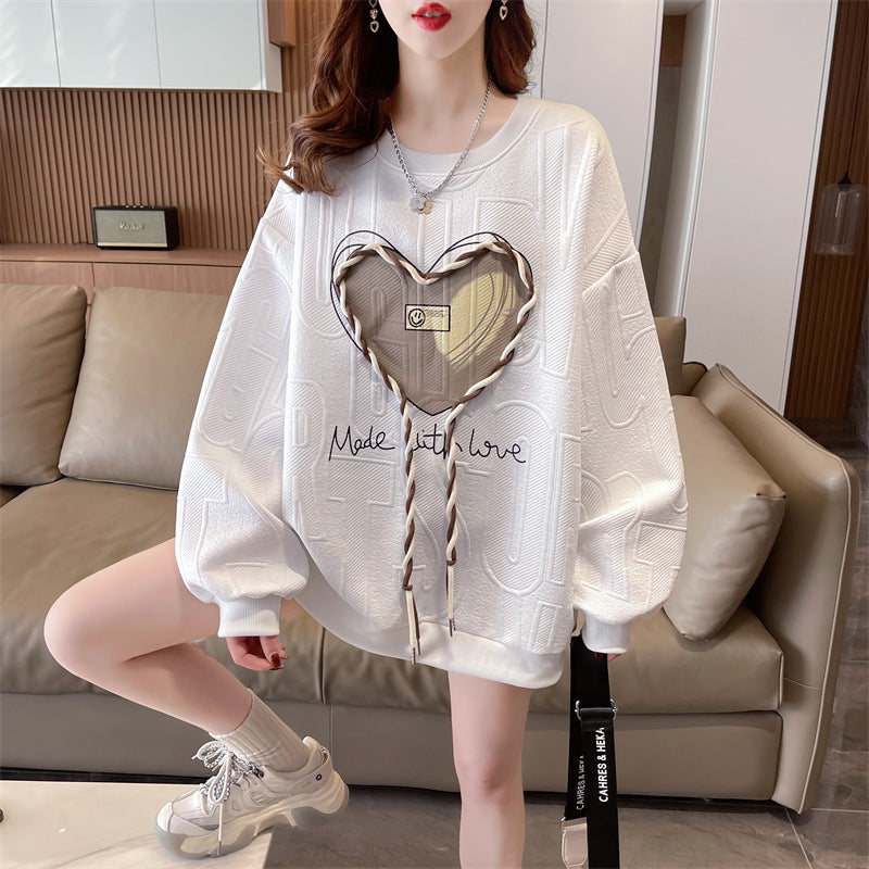 Korean Style Chic Hooded Jacquard Sweater for Women