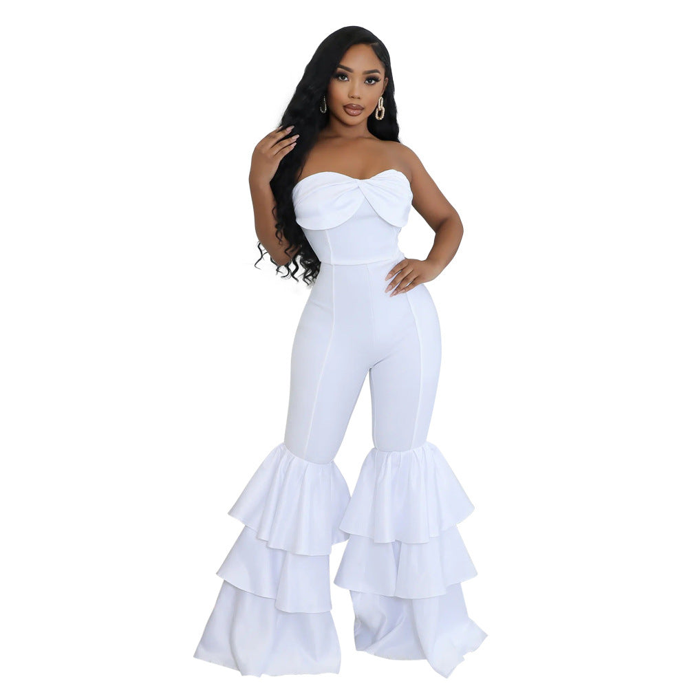Chic Strapless Pleated Wide-Leg Jumpsuit