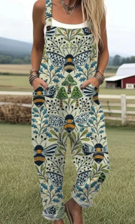 Men's 3D Print Casual Suspender Trousers
