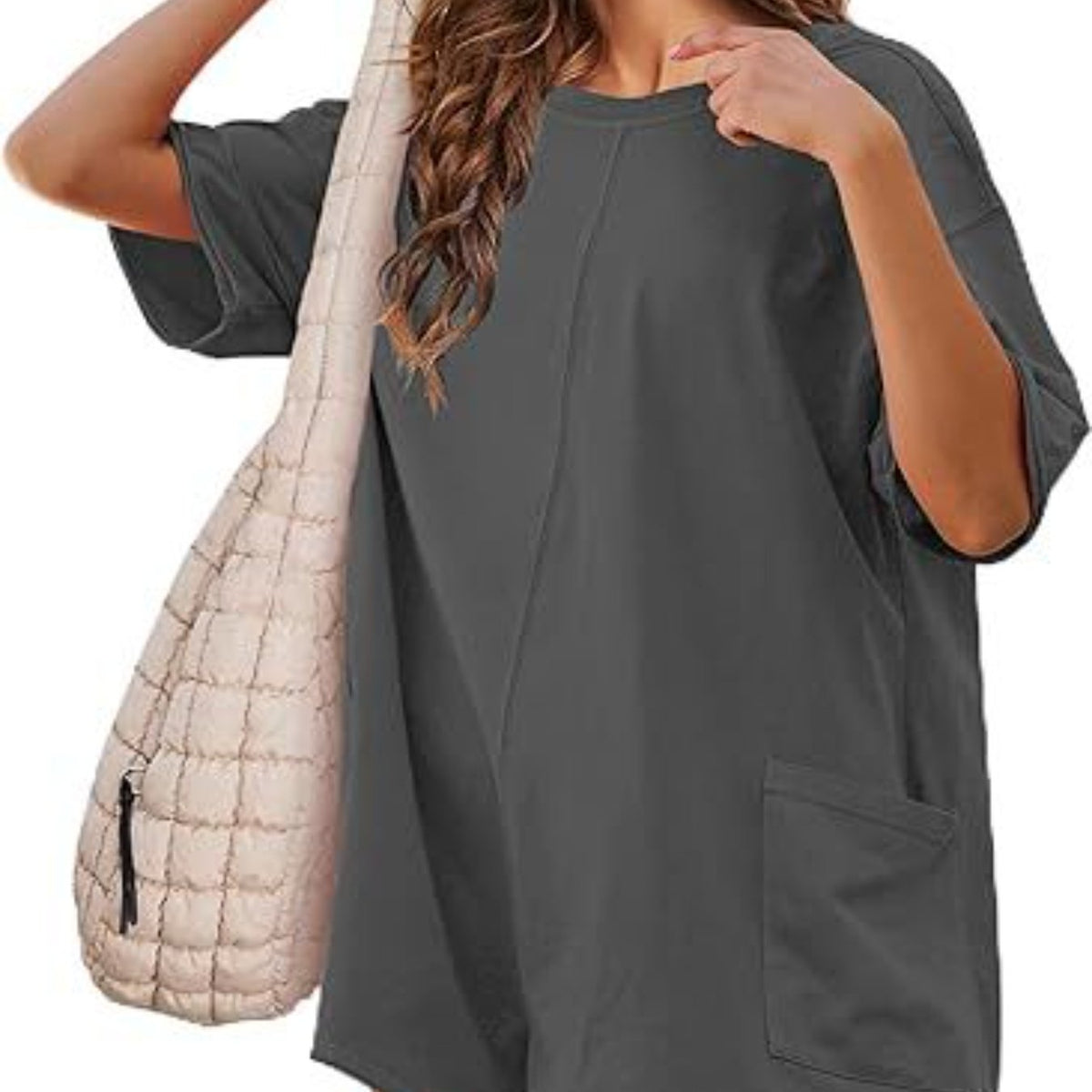 Women's Loose Short-sleeved Shorts Jumpsuit Summer Casual Backless Beach Overall Pants With Pockets